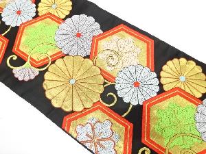 アンティーク 菊唐草に花亀甲模様織り出し袋帯(着用可)